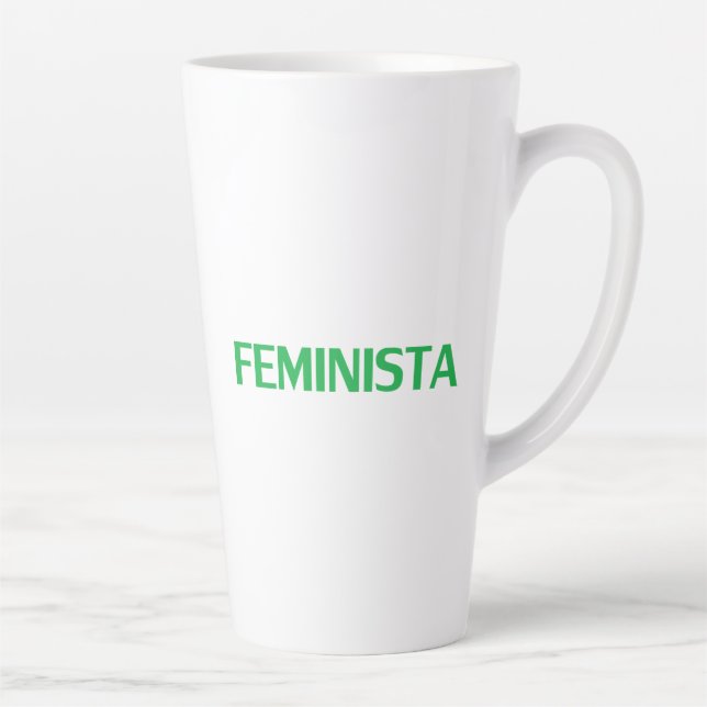 Feminist feminista in Spanish green white modern Latte Mug (Right)