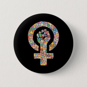 Feminist fist 6 cm round badge