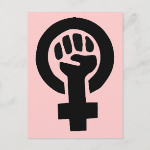 Feminist Girl Power Symbol with Pink Background Postcard