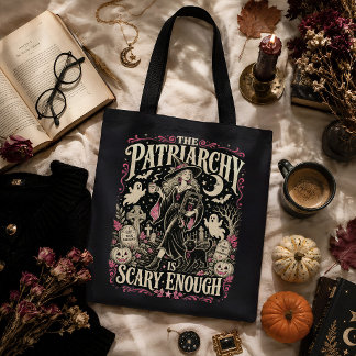 Feminist Halloween Witch Patriarchy Vintage Gothic Tote Bag