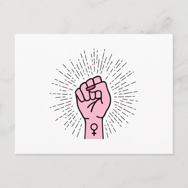 Feminist hand with female symbol postcard (Front)