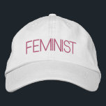 Feminist hot pink white embroidered hat<br><div class="desc">Feminist hot pink white Embroidered Baseball Cap</div>