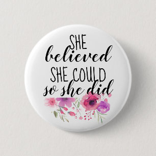 Feminist Inspirational Quote Floral 6 Cm Round Badge