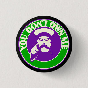 Feminist Lesley Gore badge in suffragette colours