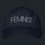 Feminist navy blue white modern embroidered hat<br><div class="desc">Feminist navy blue white modern Embroidered Baseball Cap.  Available in many colours.</div>