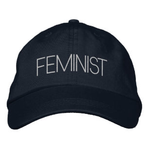 Feminist navy blue white modern embroidered hat