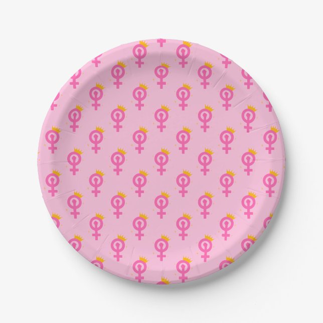 Feminist Pink Paper Plate (Front)