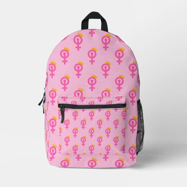 Feminist Pink Printed Backpack (Front)
