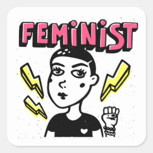 Feminist Pop Art Girl Square Sticker