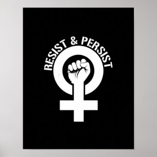 Feminist Resistance - Resist and Persist --  white Poster