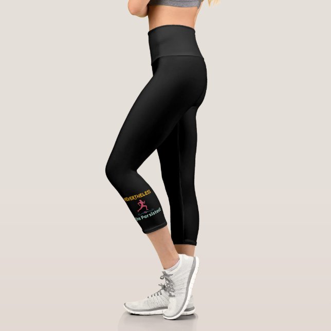 Feminist Runner Nevertheless She Persisted Capri Leggings (Left)
