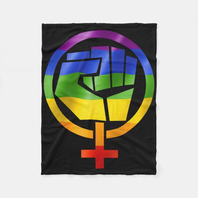 Feminist Symbol Lgbt Resist Pride Fist Rainbow Fla Fleece Blanket (Front)