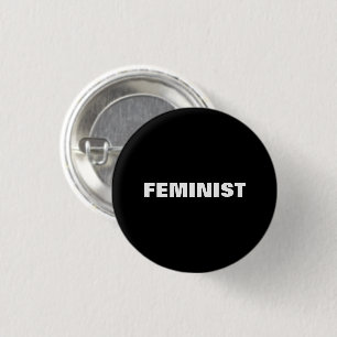 "feminist" white letters - black background 3 cm round badge
