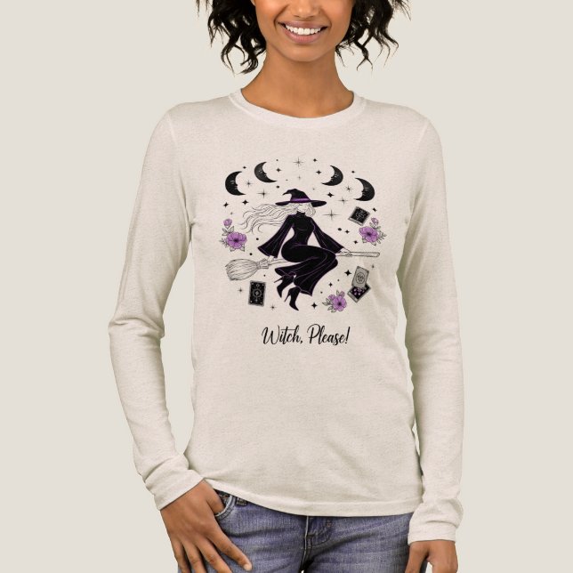 Feminist Witch Halloween T-Shirt | “Witch Please " Tri-Blend Shirt (Front)