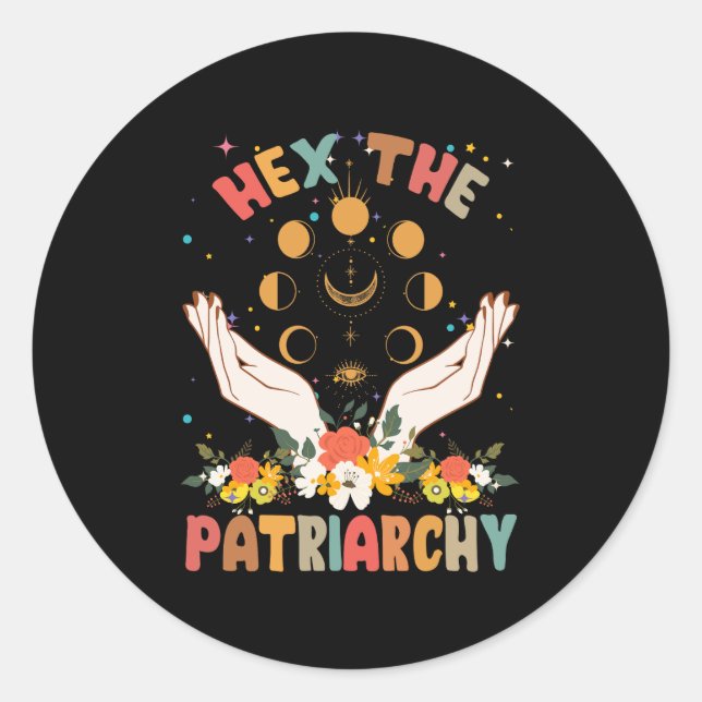 Feminist Witch Hex The Patriarchy Halloween Witch  Classic Round Sticker (Front)