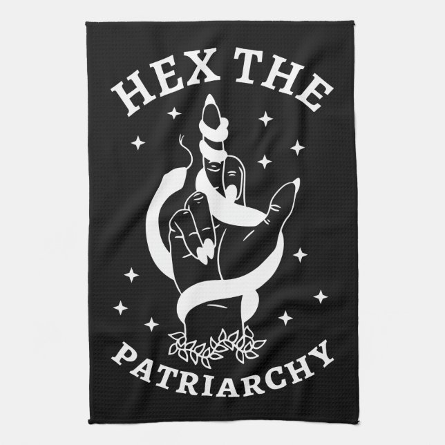 Feminist Witch - Hex The Patriarchy III Tea Towel (Vertical)