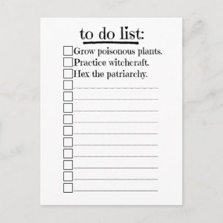 Feminist Witch To Do List Postcard