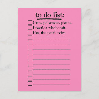 Feminist Witch To Do List Postcard