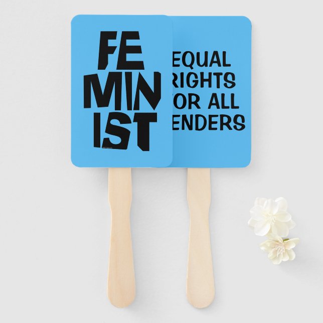 Feminist women female girl me too equal woman hand fan (Front and Back)