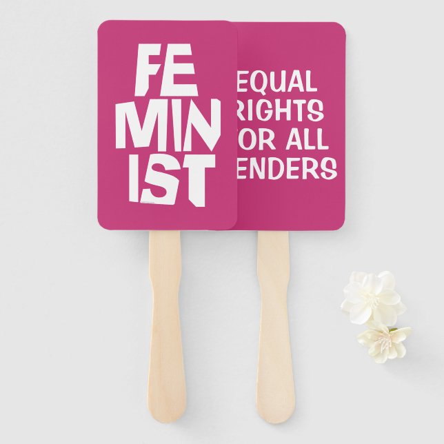 Feminist women female girl me too equal woman hand fan (Front and Back)