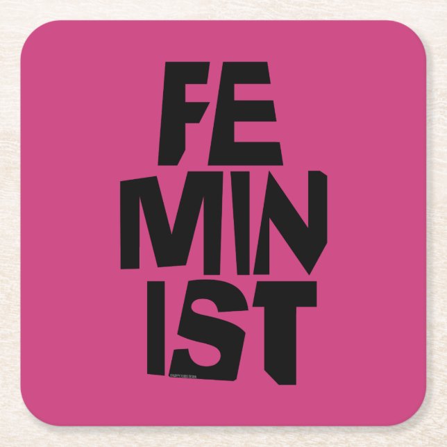 Feminist women female girl me too equal woman square paper coaster (Front)