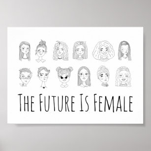 Feminist Women Portrait Doodle Art Poster