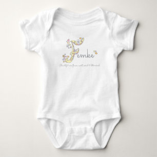 Femke girls F name meaning monogram t-shirt Baby Bodysuit
