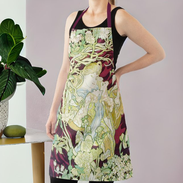 Femme à marguerite - Mucha daisy textile repro Apron (Creator Uploaded)