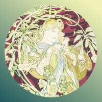 Femme à marguerite - Mucha daisy textile repro