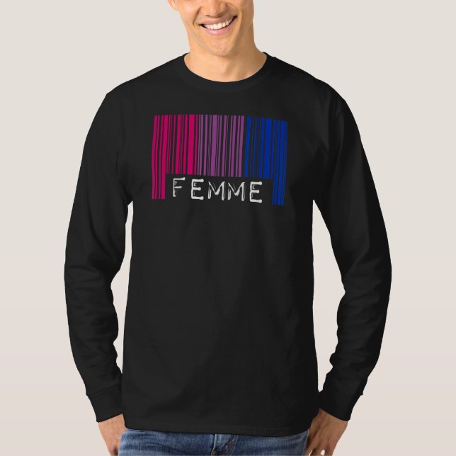 Femme Barcode Bisexual Pride Flag Aesthetic Cute F T-Shirt (Front)
