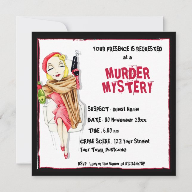 Femme Fatale Murder Mystery Invitation (Front)