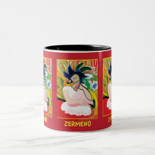 "Femme Fauve" (wraparound) by Zermeno Two-Tone Coffee Mug