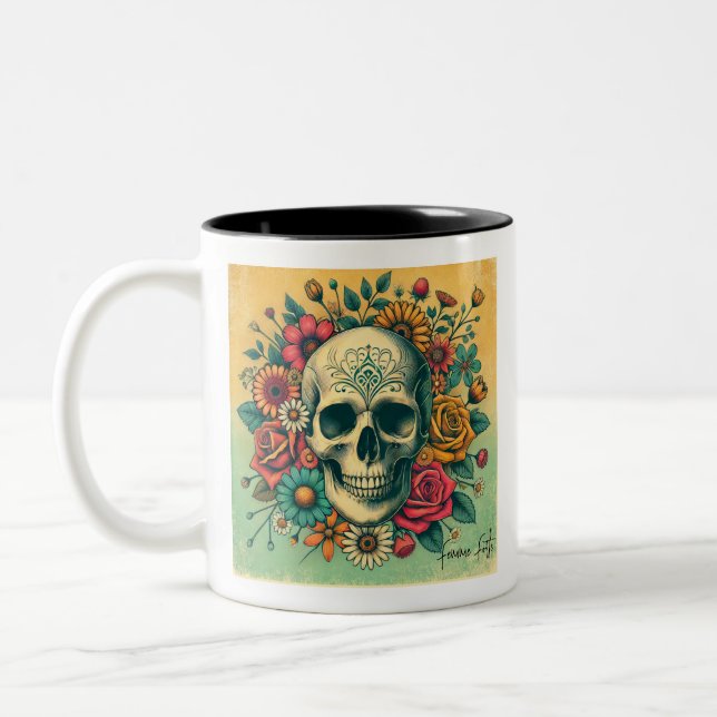 Femme Forte Skull Two-Tone Coffee Mug (Left)