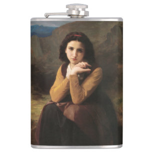 Femme Mignonne of Young Woman by Bouguereau  Hip Flask