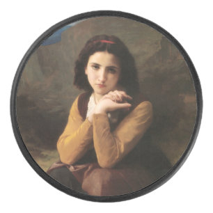 Femme Mignonne of Young Woman by Bouguereau Hockey Puck