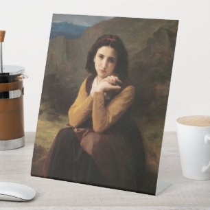 Femme Mignonne of Young Woman by Bouguereau Pedestal Sign