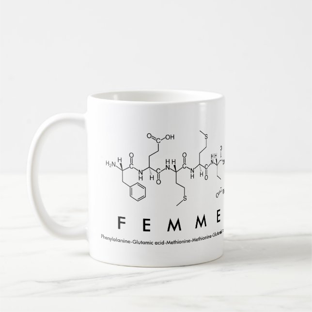 Femme peptide name mug (Left)