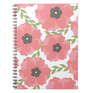 Femme Pink Floral Pattern Spiral Notebook