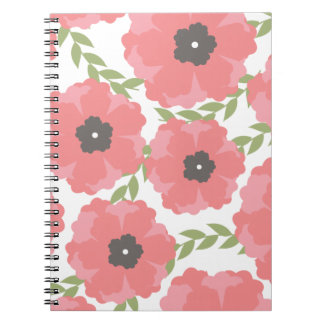 Femme Pink Floral Pattern Spiral Notebook