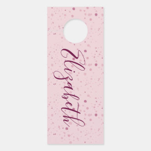 Femme Pink Maroon Purple Dots Custom Name Door Hanger