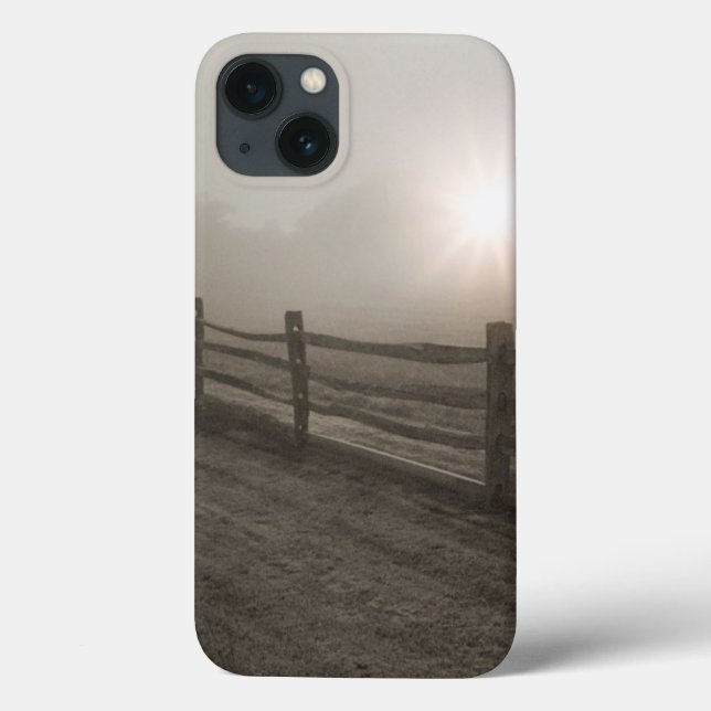 Fence and Sunburst Through Fog near Sharon Case-Mate iPhone Case (Back)
