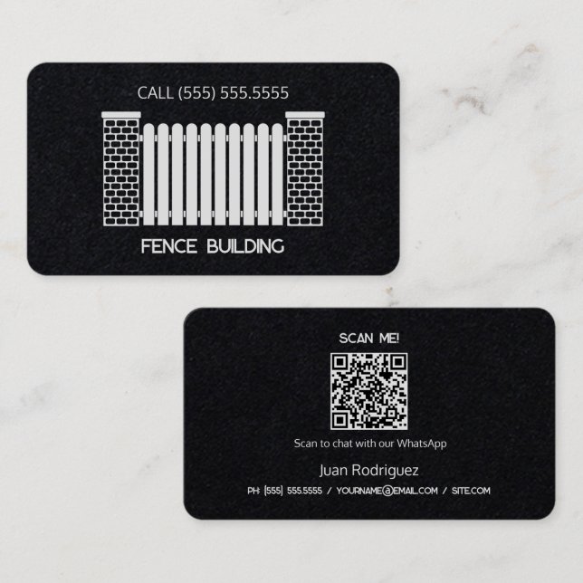 Fence Building Custom QR Business Card (Front/Back)
