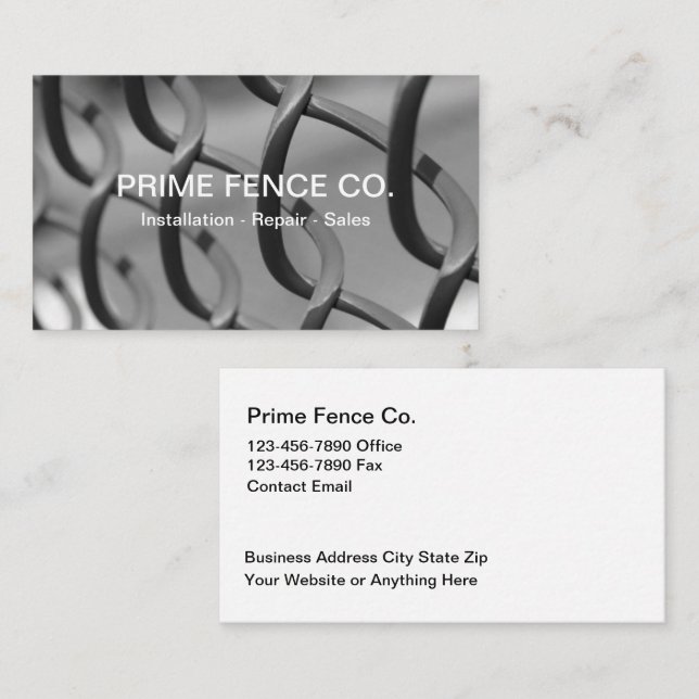 Fence Construction Services Business Cards (Front/Back)
