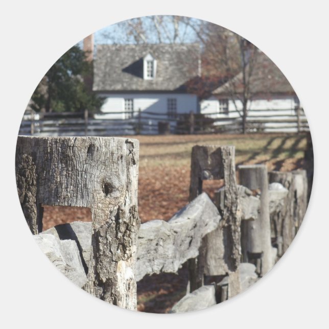 Fence in Colonial Williamsburg Classic Round Sticker (Front)