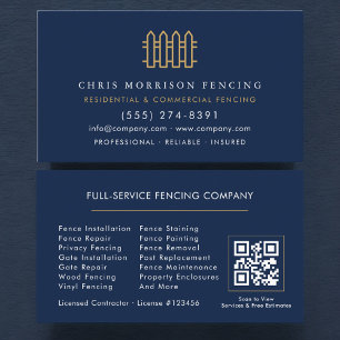 Fence Repair Fencing QR Code Business Card