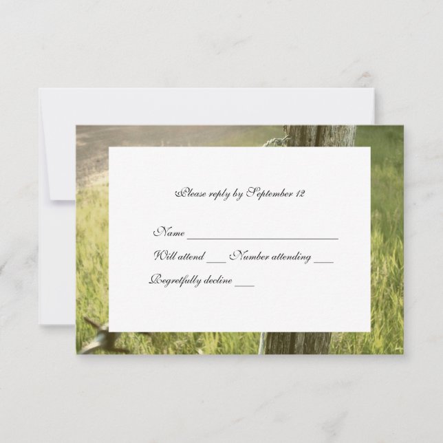 Fencepost, Barbed Wire Rustic rsvp with envelope Card (Front)