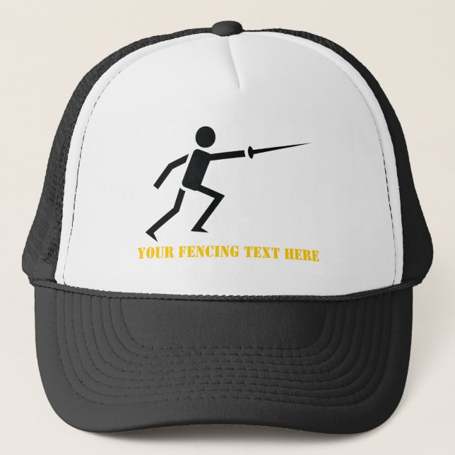 Fencer black silhouette fencing custom trucker hat (Front)