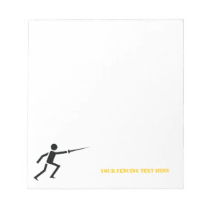 Fencer black silhouette with sword fencing custom notepad