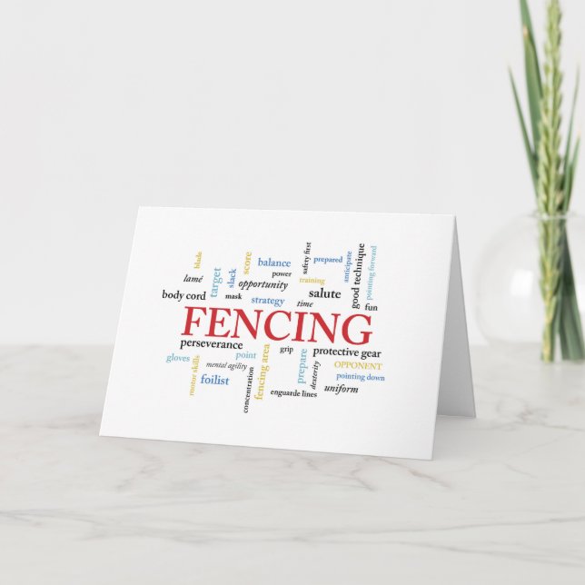 Fencing Birthday in Words Card (Front)