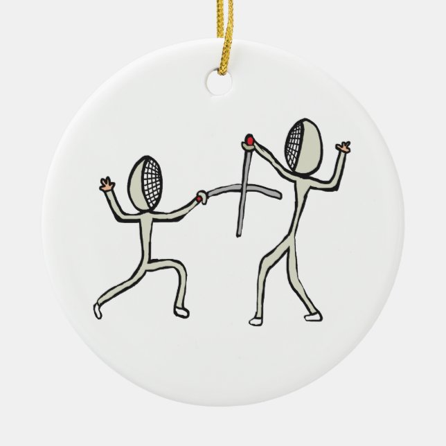 Fencing Ceramic Tree Decoration (Front)